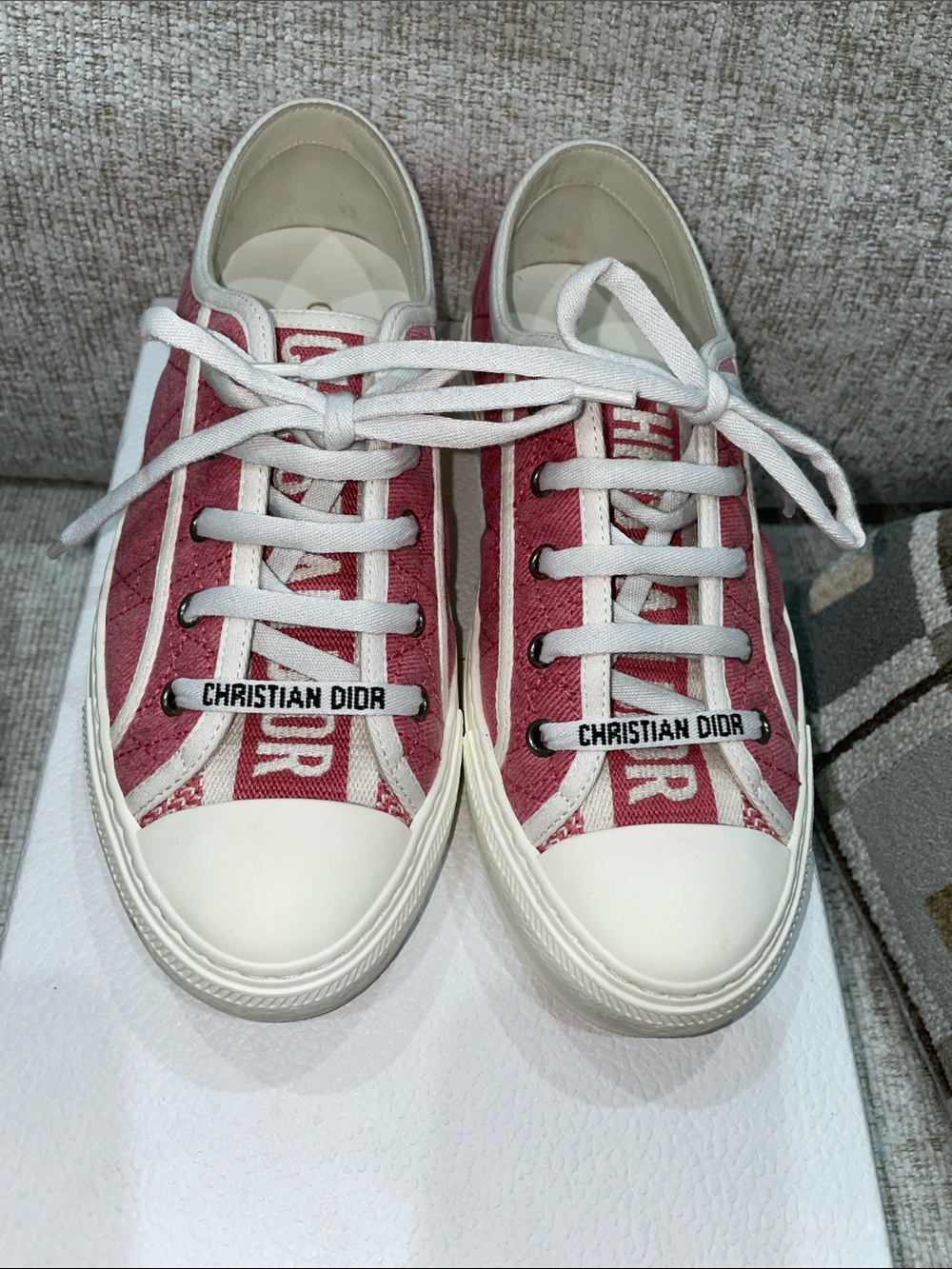 Dior Pink Canvas Low-Top Sneakers